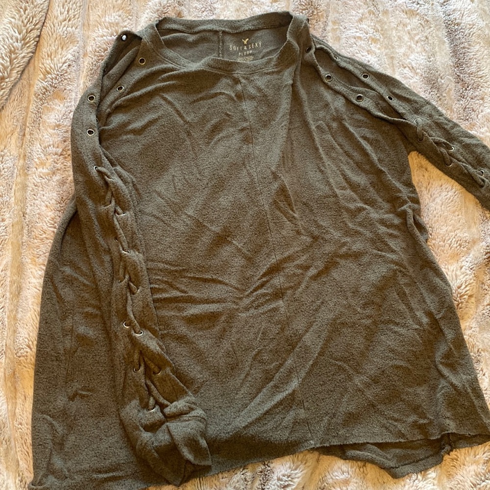 Gray open shoulder Express sweater